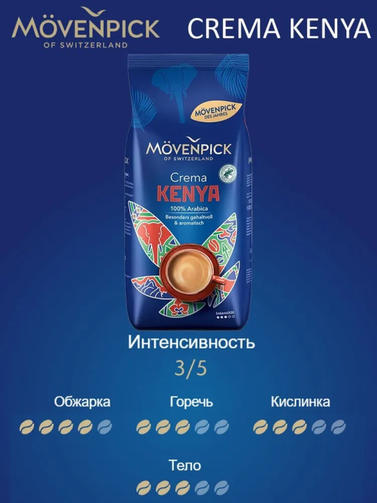 Кофе в зернах Мовенпик Crema Kenya 1кг