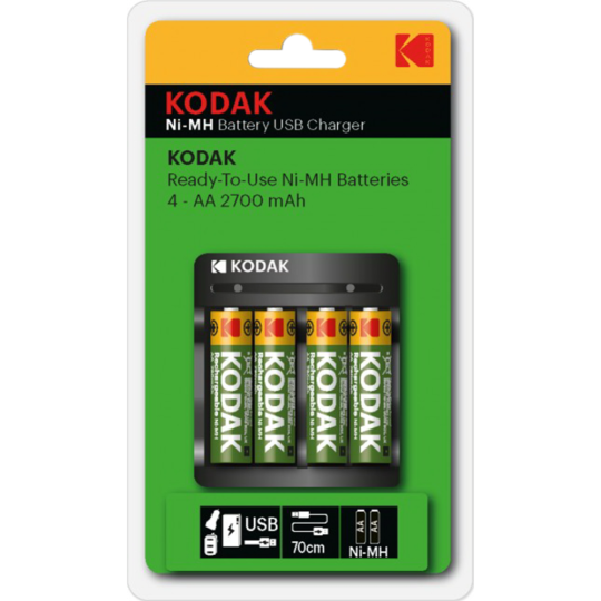 Аккумулятор «Kodak» USB Overnight Charger + 4 аккумулятора AA 2700 mAh, Б0056003