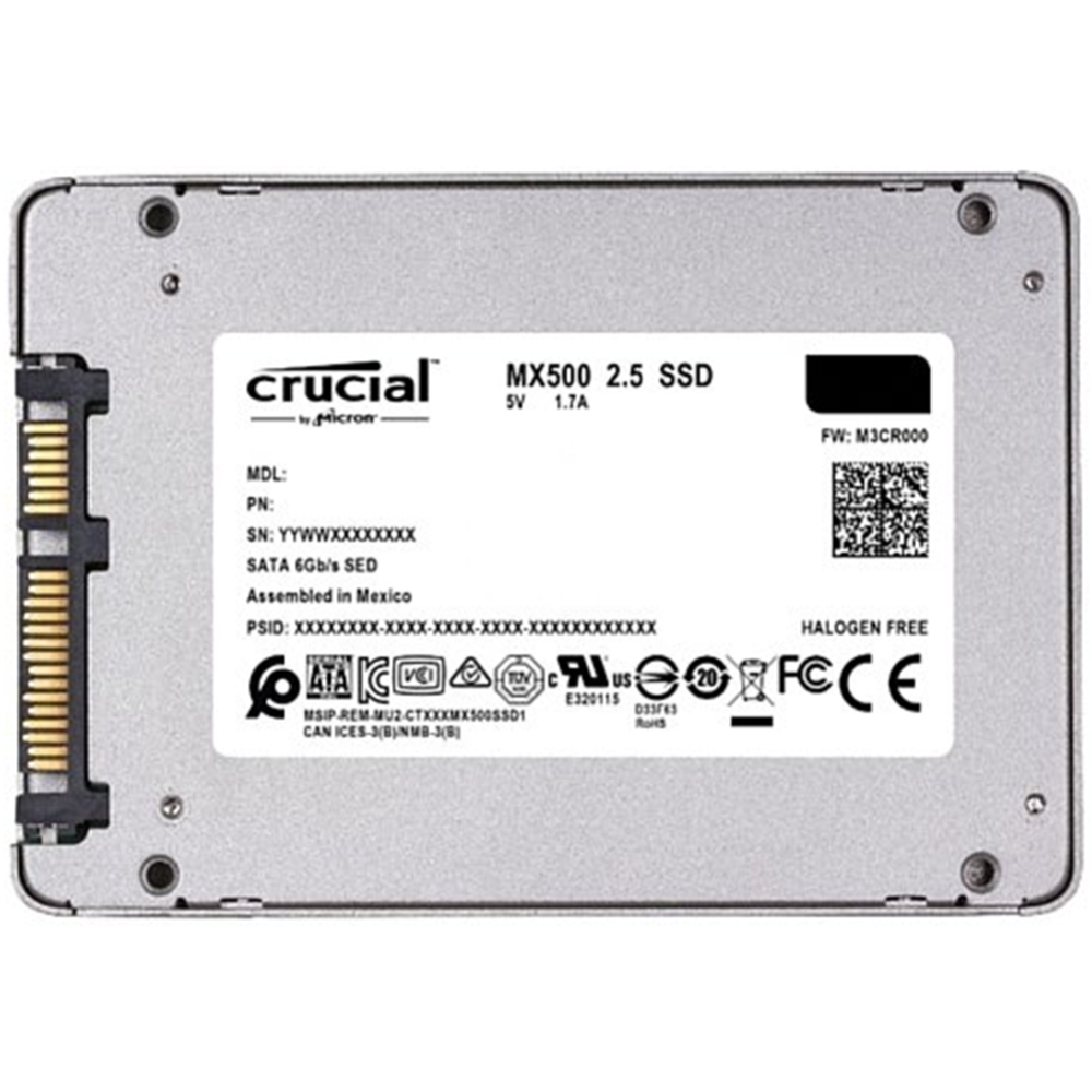 Жесткий диск SSD 1Tb Crucial CT1000MX500SSD1 MX500 (SATA-6Gb/s, 2.5» 555/500Mb/s)