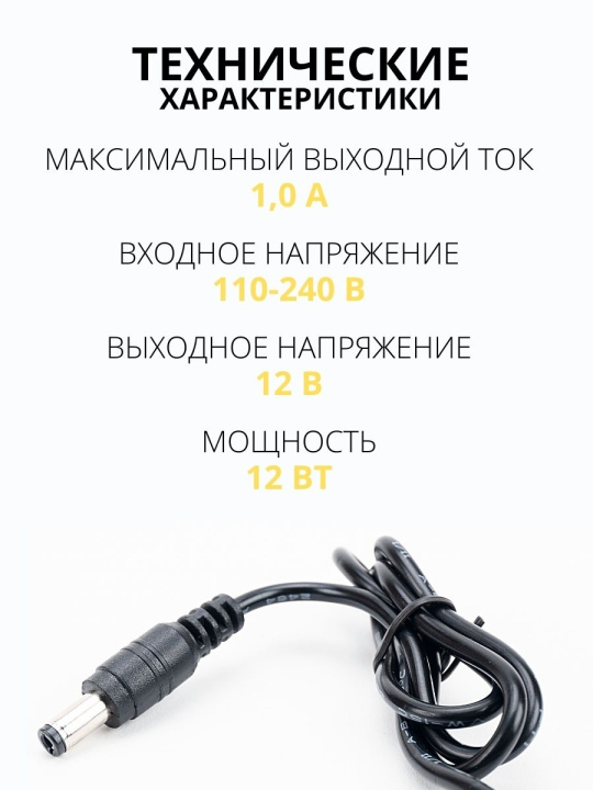 Блок питания 12-12 для свет.ленты DC 12В, 12Вт, с сетевым шнуром TDM SQ0331-0052