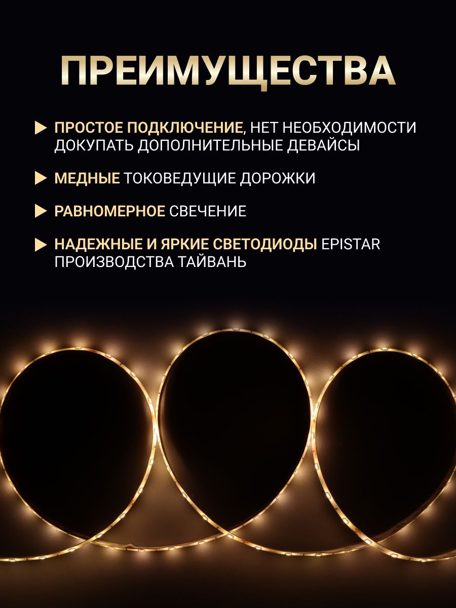 Комплект светодиодной подсветки "Сделай сам" (лента LED 5м LSR-2835WW60-4,8-IP65-12В + драйвер + выключатель) LSR1-1-060-65-1-05-S1