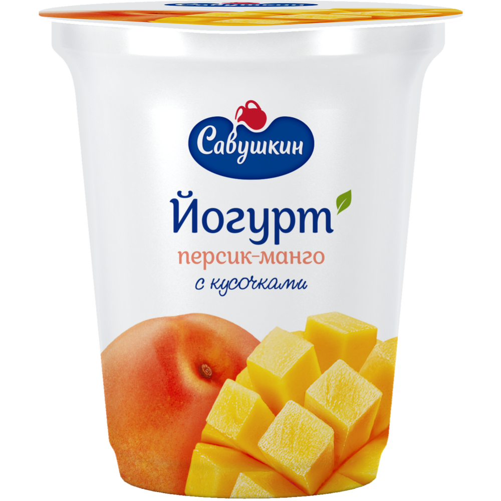 Йогурт «Савушкин» персик и манго, 2%, 350 г #0
