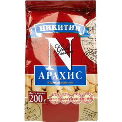Арахис «Ни­ки­тин» жа­ре­ный, очи­щен­ный, со­ле­ный, 200 г