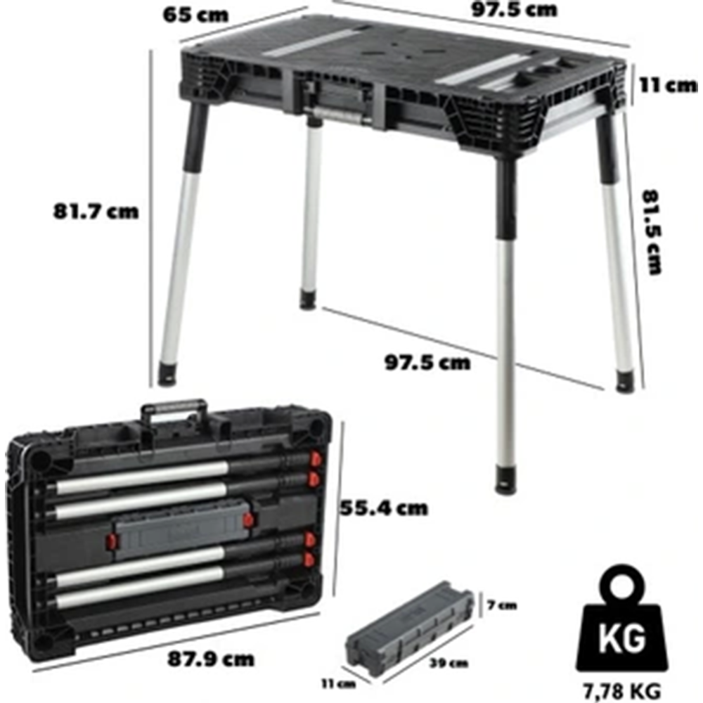 Стол-верстак «Keter» Portable table, 239985, черный/серый