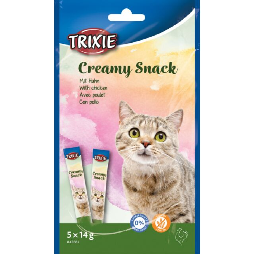 Лакомство для кошек «Trixie» Creamy Snacks, без глютена и сахара, курица, 5х14 г