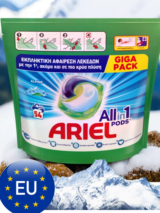 Кап­су­лы для стирки «Ariel» All in 1 Alpine, 54 шт