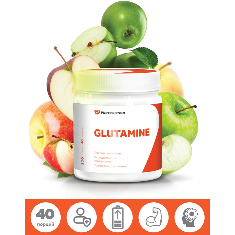 Пищевой продукт «PureProtein» Глютамин, яблоко, 200 г