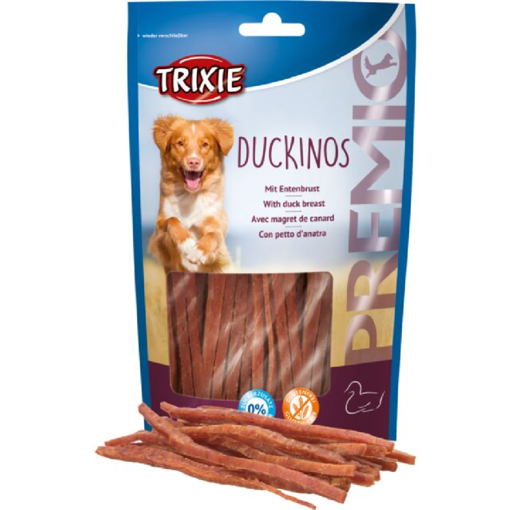 Лакомство для собак «Trixie» Premio Duckinos, соломка, без глютена и сахара, утиная грудка, 80 г