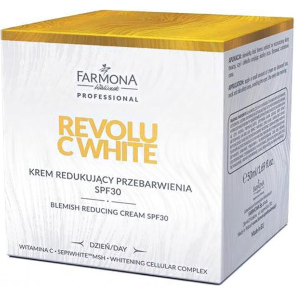 Крем для лица «Farmona» Revolu C White, дневной выравнивающий тон кожи, SPF 30, WHI1004, 50 мл