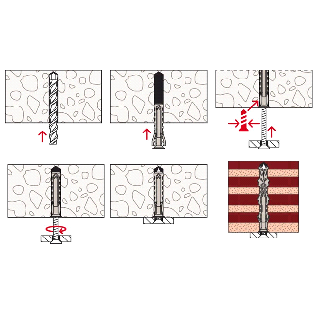 Распорный дюбель с кромкой SX Plus 6х50 Fischer 568106, 100 штук