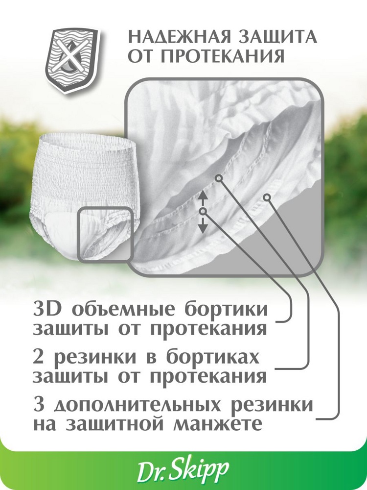 Dr.Skipp Standard 2 Medium Подгузники-трусики впитывающие для взрослых  (80-120 см) , 20 шт х 4 уп. {00162}