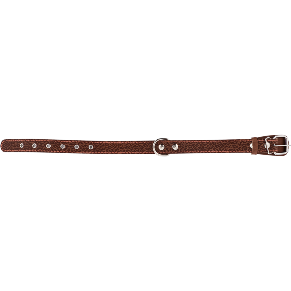 Ошейник «Хампо» кожаный, 3х45-60 см, с декор. тиснением, коричневый