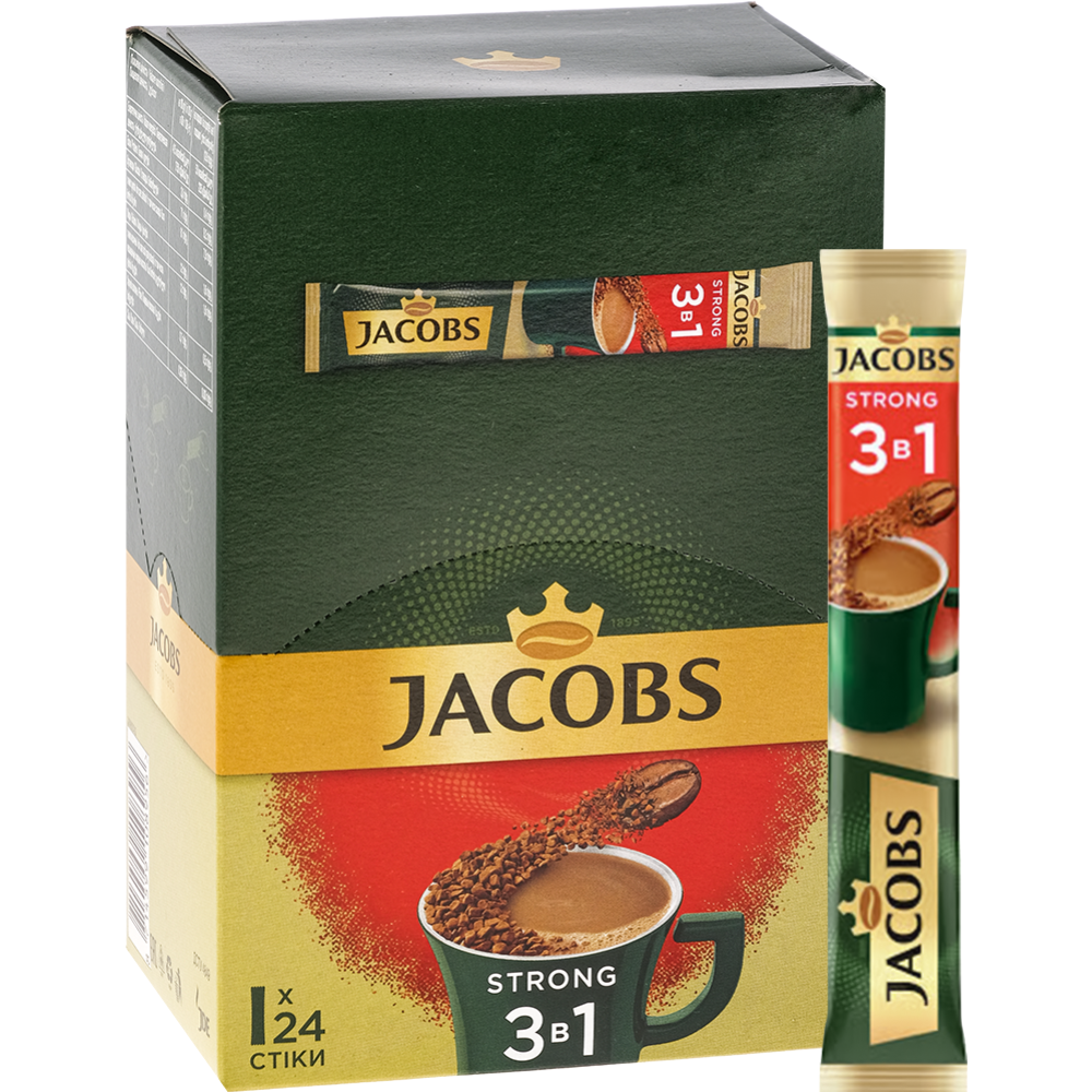 УП.Кофейный напиток порционный «Jacobs» 3 в 1 STRONG, 24х12.9г