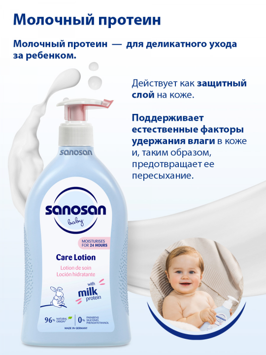 Молочко для тела Sanosan, детское, увлажняющее, с пантенолом, 500 мл (арт. 40891070)