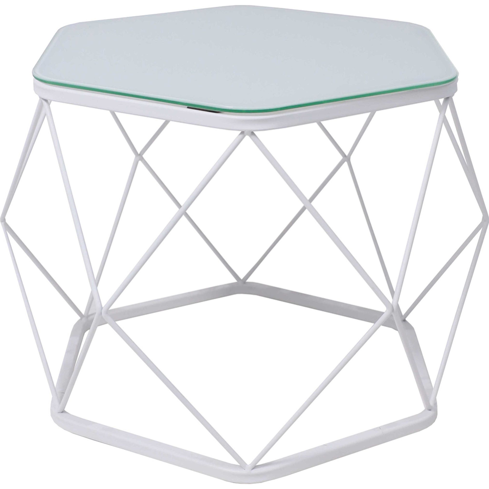 Журнальный стол «Расгар» Арена, белый/белый стекло, 53.5х46.5х41.5 см