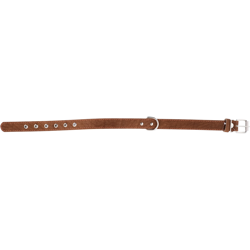 Ошейник «Хампо» кожаный, коричневый, 2.5х43-55 см, кольцо посередине