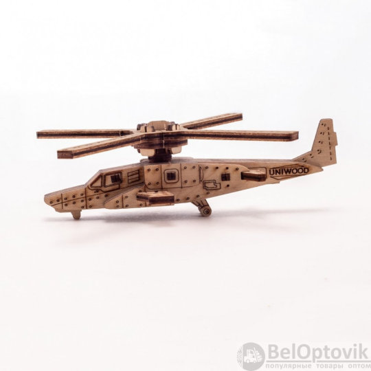 Деревянный конструктор (сборка без клея) Вертолет UNIT HELI UNIWOOD