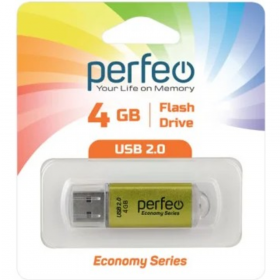USB-на­ко­пи­тель «Perfeo» 4GB E01 Economy Series, PF-E01Gl004ES, gold