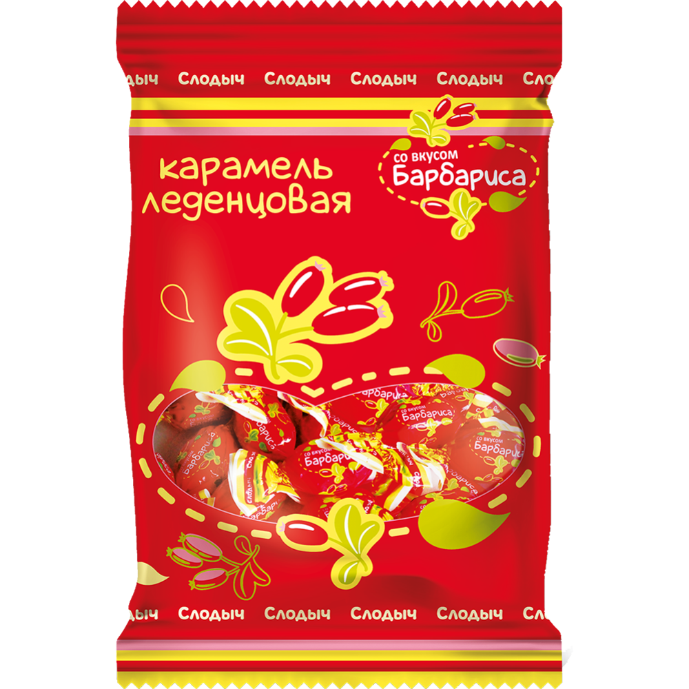Ка­ра­мель ле­ден­цо­вая «С­ло­ды­ч» со вкусом бар­ба­ри­са, 200 г