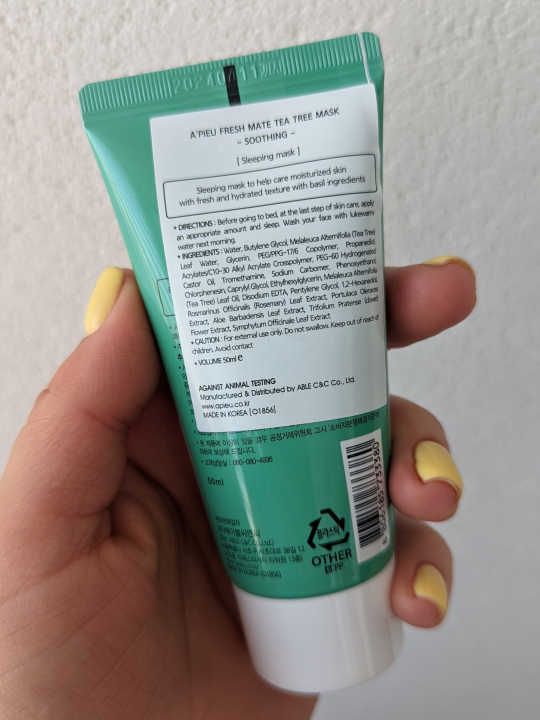 Успокаивающая ночная маска для лица A'PIEU Fresh Mate Tea Tree Sleeping Mask (Calming) - 50 мл