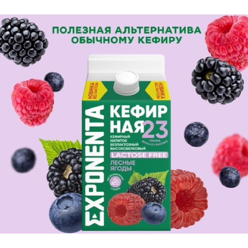 Напиток кефирный «Exponenta» безлактозный, со вкусом лесные ягоды, 450 г #3
