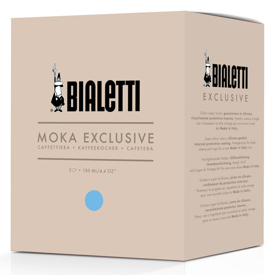 Гейзерная кофеварка Bialetti Moka Exclusive Blue 3 порции (130мл)