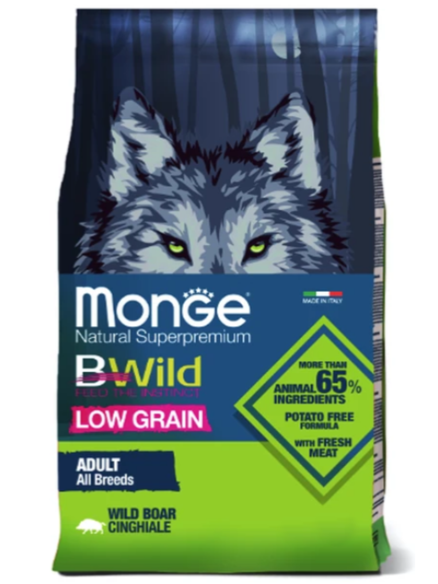 Сухой корм Monge Dog BWild LOW GRAIN для взрослых собак, низкозерновой, из мяса дикого кабана, 2,5 кг