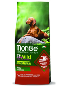 Сухой корм Monge Dog BWild GRAIN FREE для собак, беззерновой, из мяса ягненка с картофелем, 2,5 кг