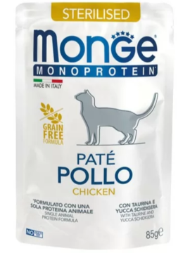 Влажный корм Monge Cat Monoprotein для стерилизованных кошек, из курицы, 28 шт х 85 г