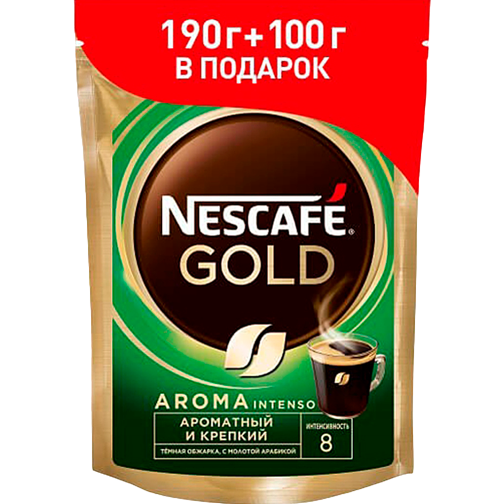 Кофе растворимый «Nescafe» Gold Aroma Intenso, с добавлением молотого, 290 г #0