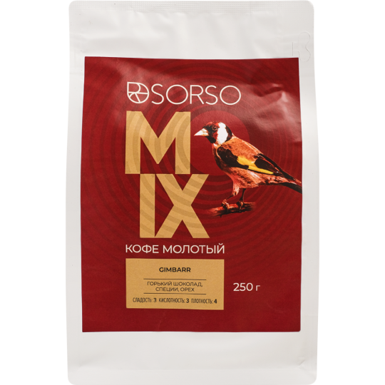 Кофе молотый «Sorso» Espresso Blend Gimbar, 100% арабика, 250 г