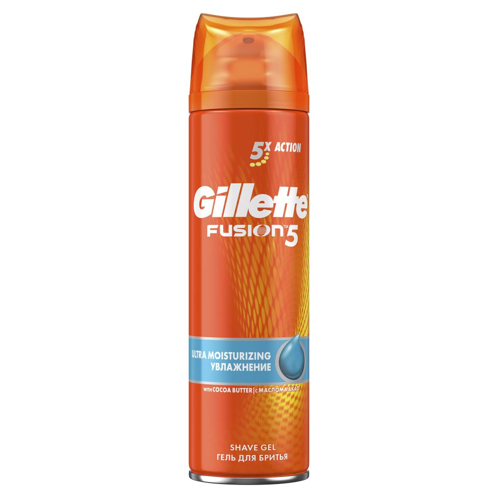 Гель для бритья Gillette Fusion 5 Ultra Moisturizing / Увлажняющий с маслом какао 2 шт. х 200 мл