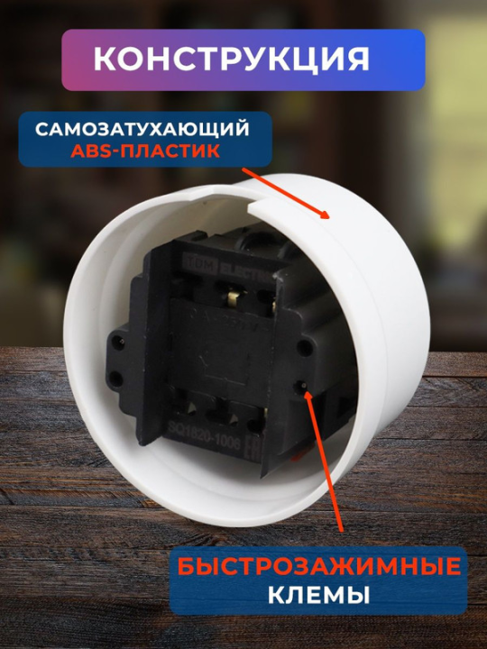 Выключатель поворотный 2-кл. с ручкой (бантик) 10А белый «Виви» TDM SQ1820-1006