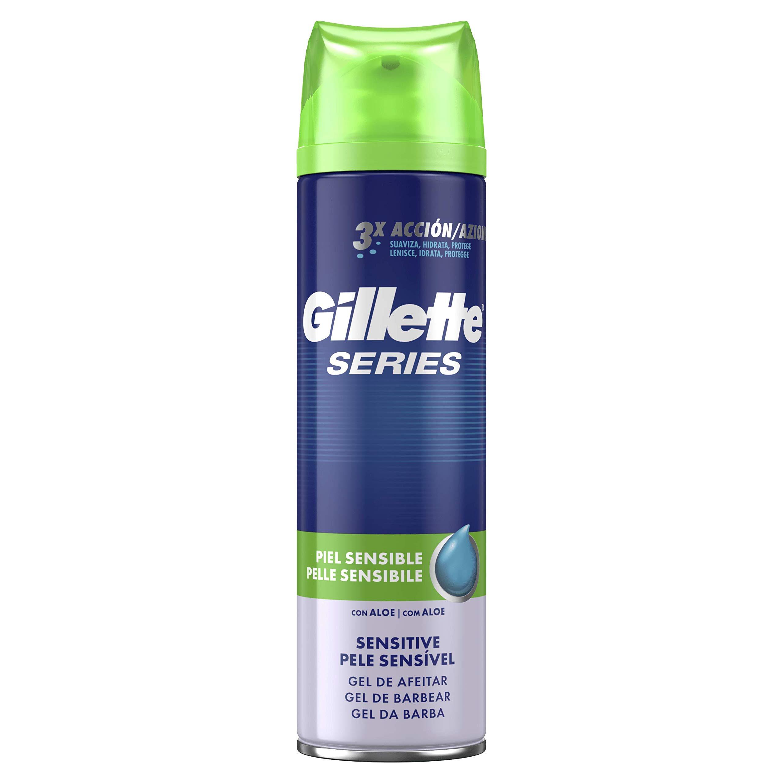 Гель для бритья Gillette Series Sensitive / Успокаивающий для чувствительной кожи с алоэ 3 шт. х 200 мл