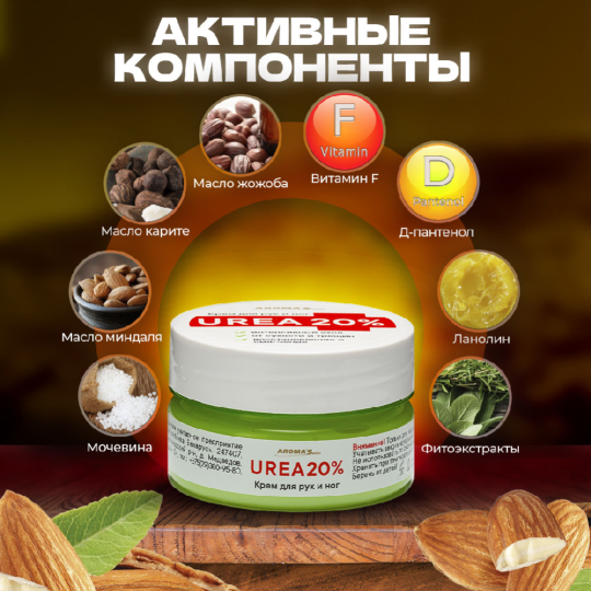 Крем для рук и ног «Aroma'Saules» Urea 20%, 75 мл