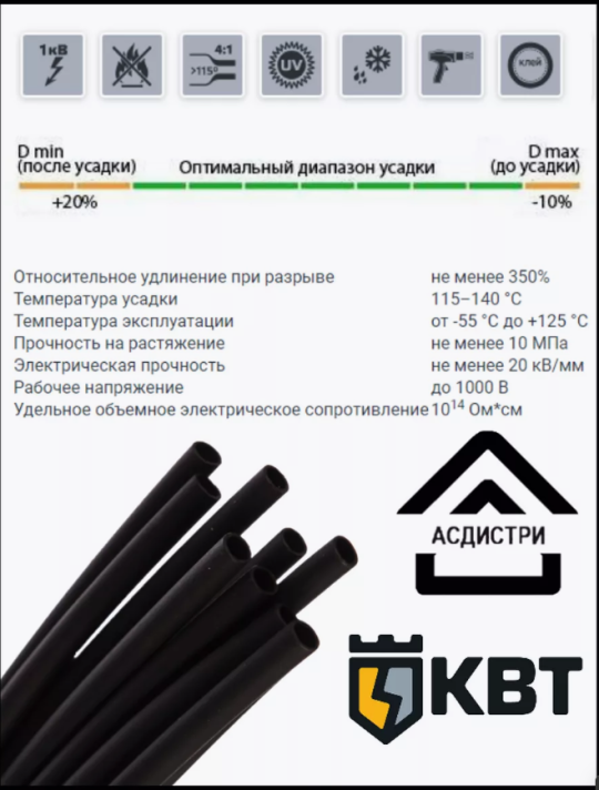 Трубка изоляционная с клеем (Кембрик) (4:1)-6/1.5 10 метров