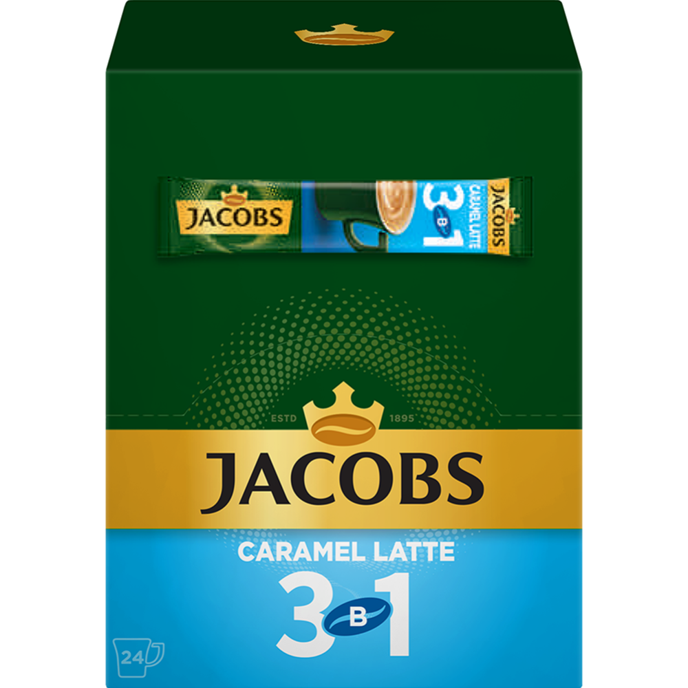 Напиток кофейный растворимый «Jacobs» 3в1, Карамель Латте, 13,5 г #1