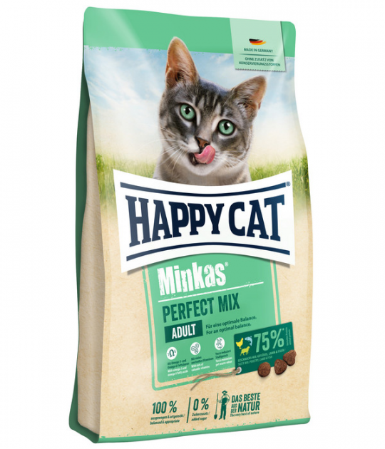 Сухой корм для кошек Happy Cat Minkas Perfect Mix с птицей ягненком и рыбой, 10 кг