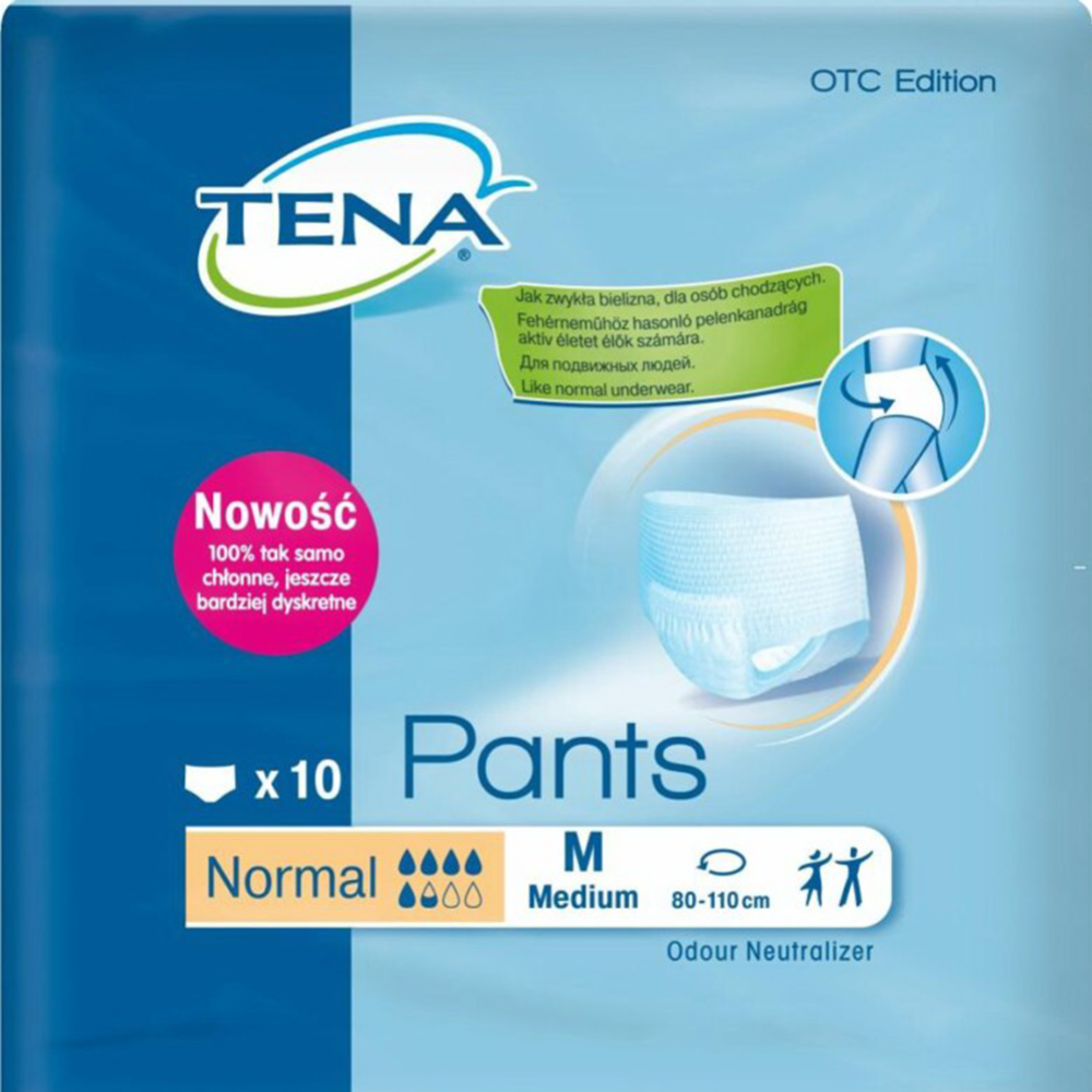 Подгузники-трусы для взрослых «Tena» Pants Normal, Medium, 10 шт