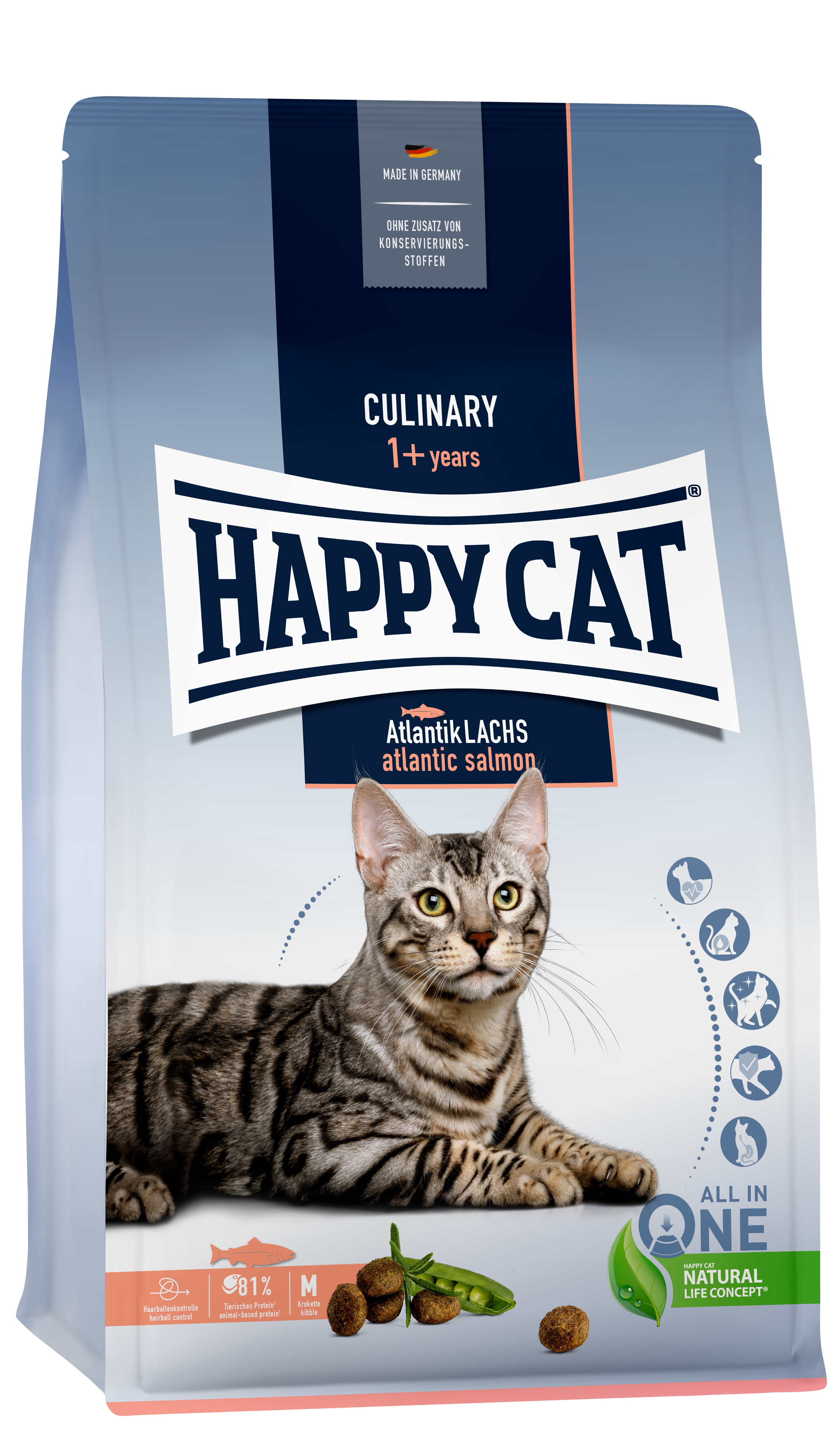 Сухой корм для кошек Happy Cat Culinary с лососем, 10 кг