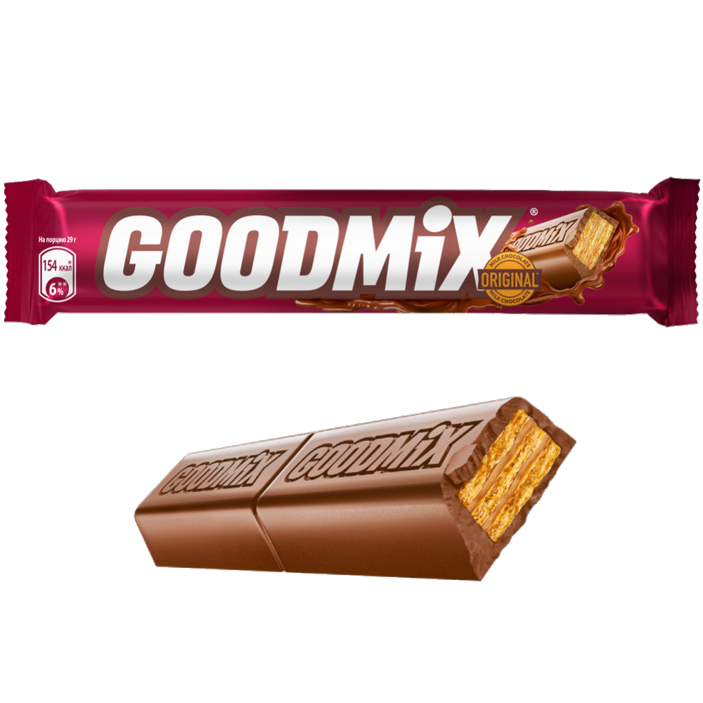 Кон­фе­та «Goodmix» Original, мо­лоч­ный шо­ко­лад с хру­стя­щей вафлей, 29 г