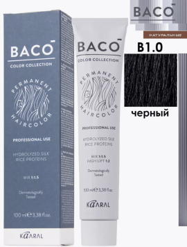 Крем-краска для волос Kaaral Baco Permament Haircolor 100 мл 1.0 черный