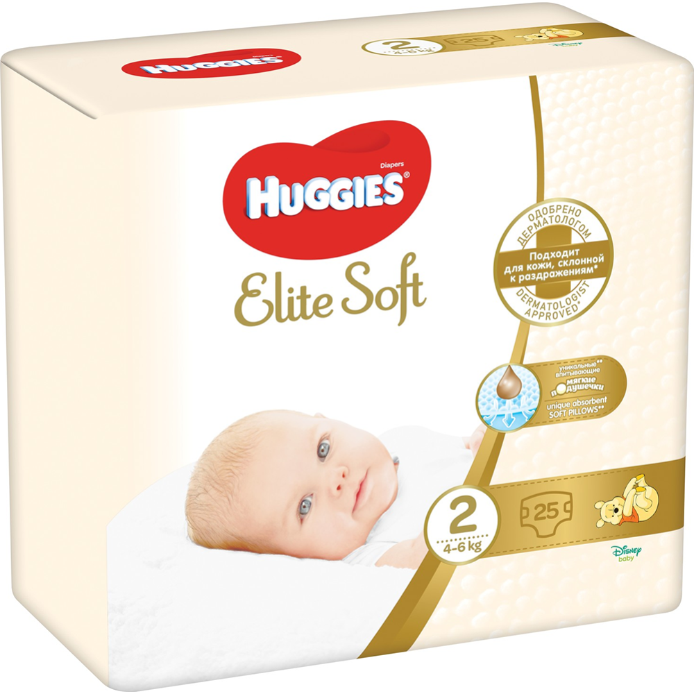 Подгузники детские «Huggies» Elite Soft, размер 2, 4-6 кг, 25 шт