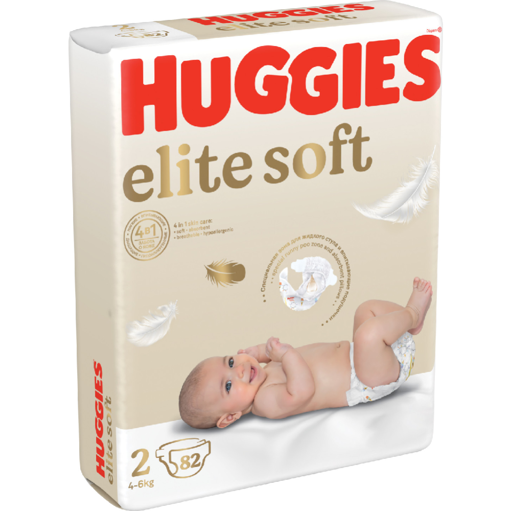 Подгузники детские «Huggies» Elite Soft, размер 2, 4-6 кг, 82 шт #4