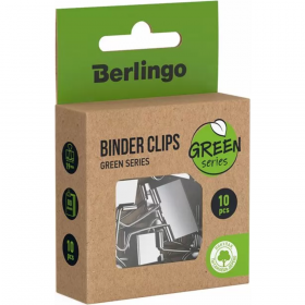 Зажимы для бумаг «Berlingo» Green Series, BC_1019J, 19мм, 10шт