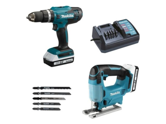 Аккум. дрель-шуруповерт MAKITA HP488D + аккум. лобзик JV183D, Артикул: DK18B59Y