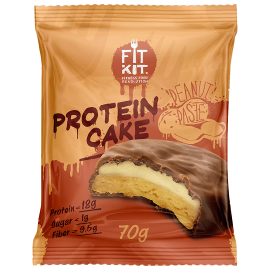 Протеиновое печенье Fit Kit Protein Cake, 70 гр. (Арахисовая паста)