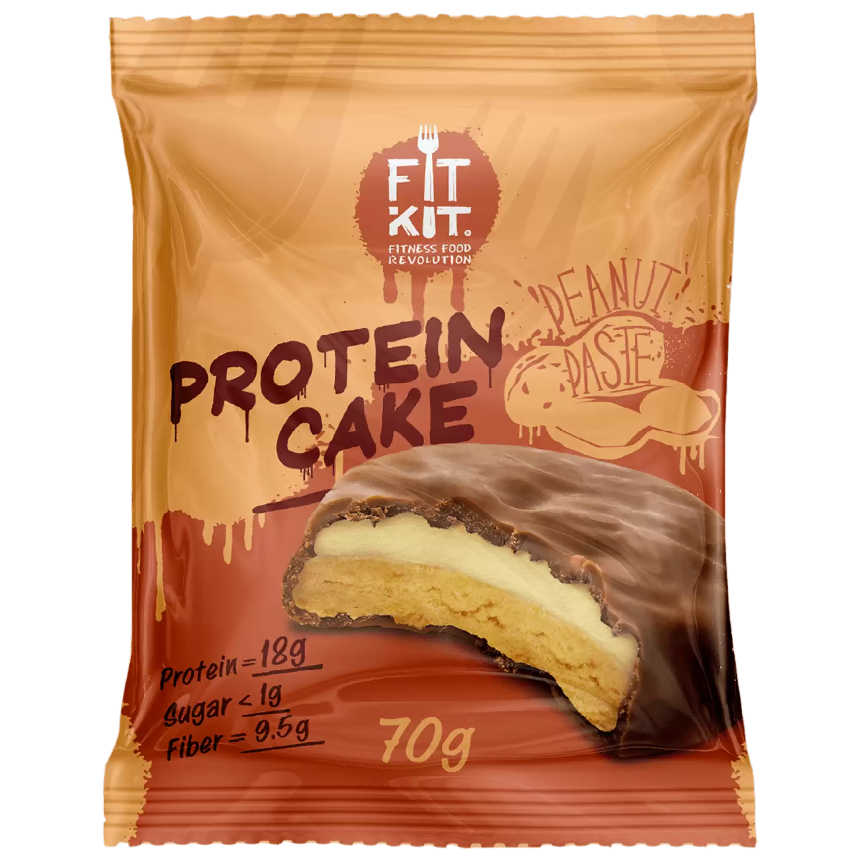 Протеиновое печенье Fit Kit Protein Cake, 70 гр. (Арахисовая паста)