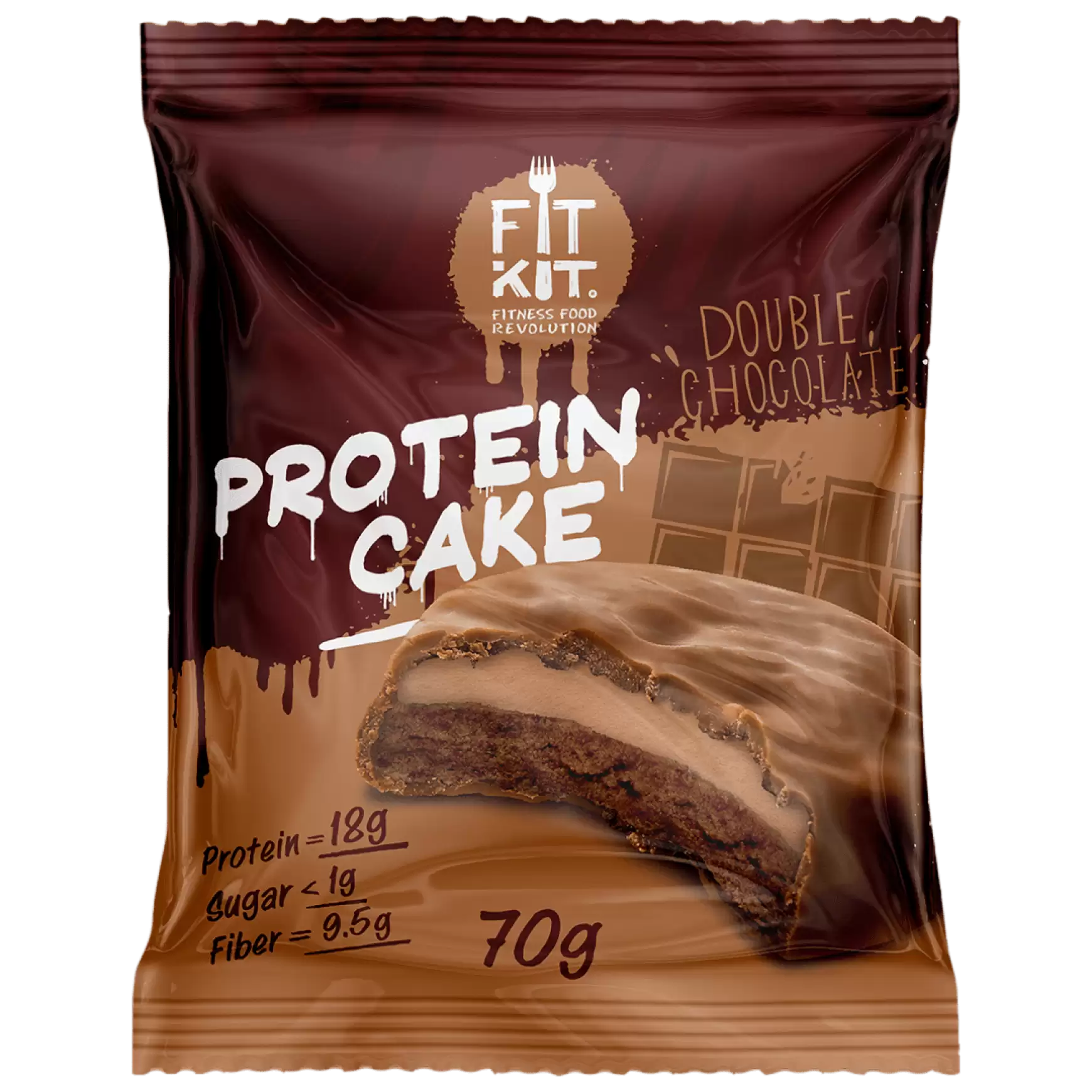 Протеиновое печенье Fit Kit Protein Cake, 70 гр. (Двойной шоколад)