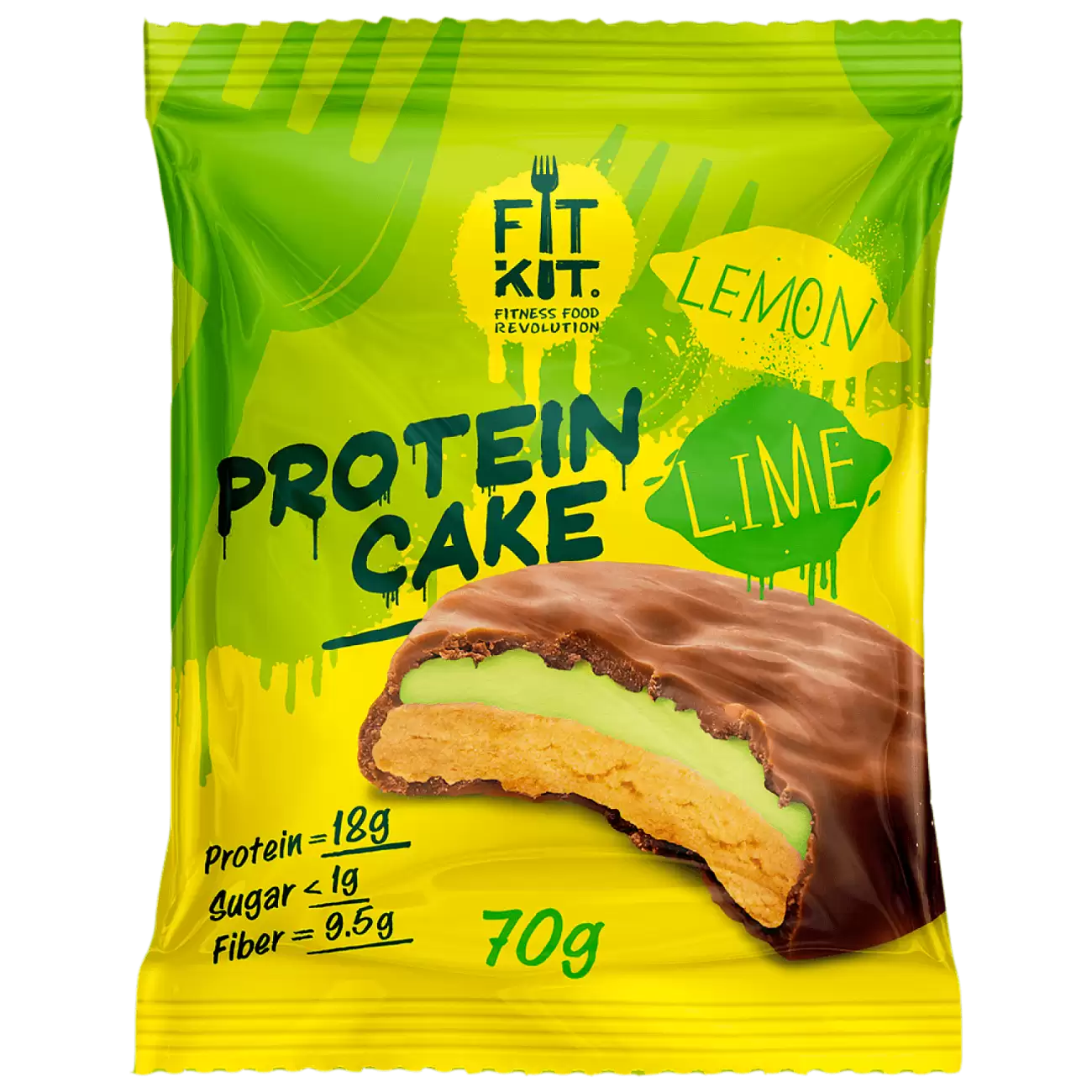 Протеиновое печенье Fit Kit Protein Cake, 70 гр. (Лимон-Лайм)